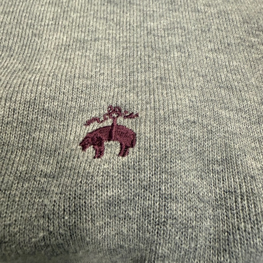 Brooks Brothers Mens XL Heather Gray Quarter Zip Cotton Pullover Sweater - Picture 5 of 12